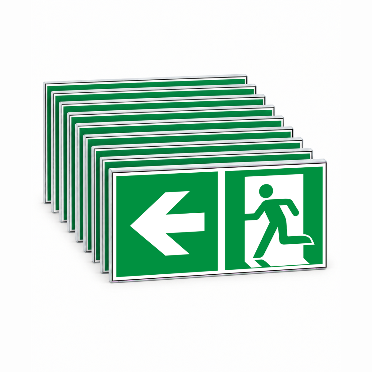 Rettungswegschild links – ISO 7010 – Kombiversion – Mehrfachpack