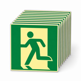 Rettungswegschild links – ISO 7010 – Symbol – Aluminium (Set)