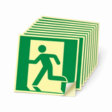 Rettungswegschild links – ISO 7010 – Symbol – Kunststoff langnachleuchtend selbstklebend (Set)