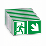 Rettungswegschild rechts abwärts – ISO 7010 – Kombiversion – Mehrfachpack