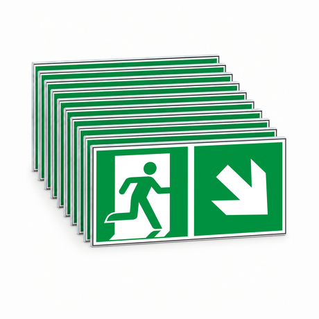 Rettungswegschild rechts abwärts – ISO 7010 – Kombiversion – Mehrfachpack