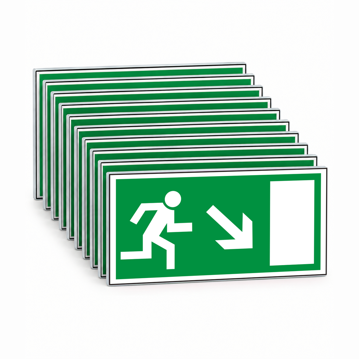 Rettungswegschild rechts abwärts – Mehrfachpack