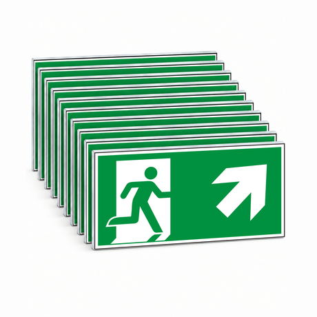Rettungswegschild rechts aufwärts – ISO 7010 – E002 – Mehrfachpack