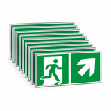 Rettungswegschild rechts aufwärts – ISO 7010 – Kombiversion – Mehrfachpack