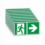 Rettungswegschild rechts – ISO 7010 – Kombiversion – Mehrfachpack