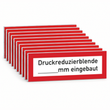 Schild auf Folie weiss Druckreduzierblende...........mm eingebaut – Mehrfachpack