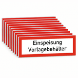 Schild mit Aufdruck "Einspeisung Vorlagebehälter" – Mehrfachpack