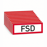 Sonderschild (Digitaldruck, UV-echt) mit Aufdruck / Symbol FSD – Mehrfachpack