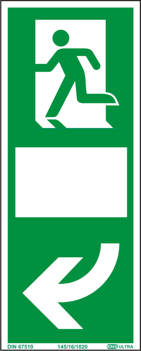 Rettungswegschild Türgriffhinterlegung linksweisend