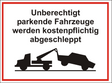 Parkplatzschild mit Text und Symbol