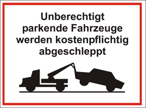 Parkplatzschild mit Text und Symbol