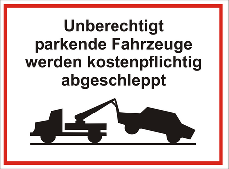 Parkplatzschild mit Text und Symbol