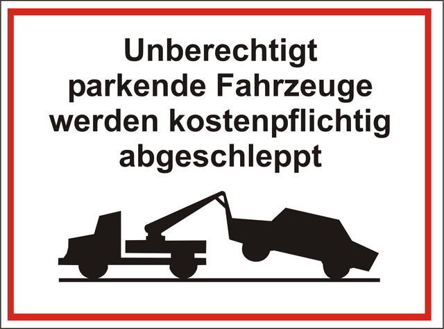 Parkplatzschild mit Text und Symbol
