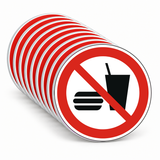 Verbotsschild Essen und trinken verboten – ISO 7010 – Mehrfachpack