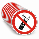 Verbotsschild Mobilfunk verboten – ISO 7010 – Mehrfachpack