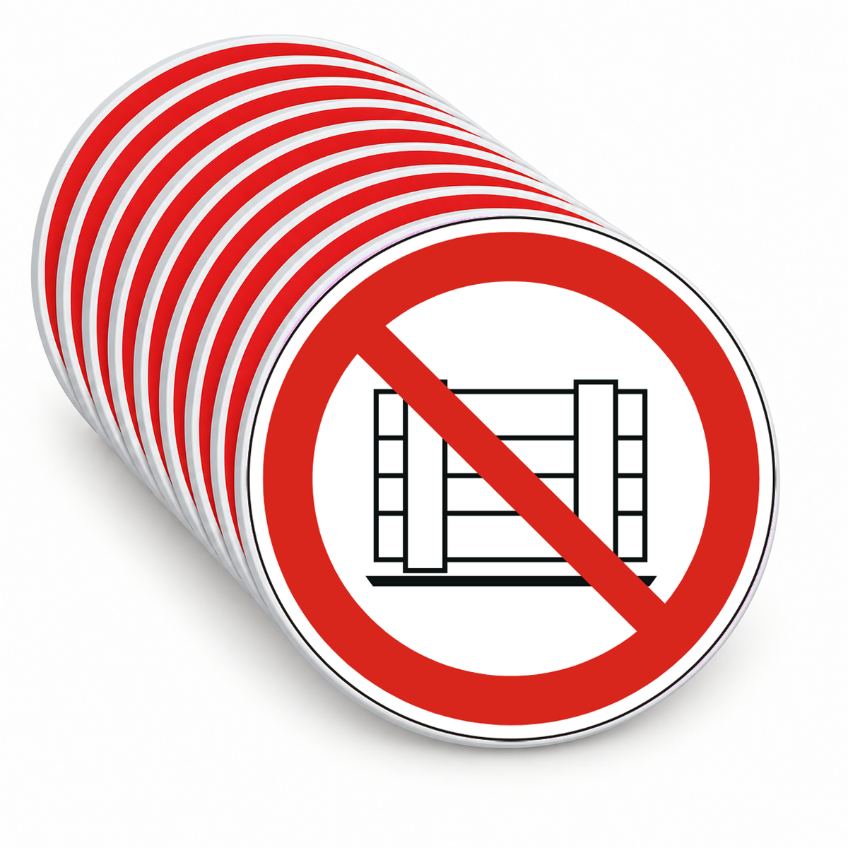 Verbotsschild nichts abstellen oder lagern – ISO 7010 – Mehrfachpack