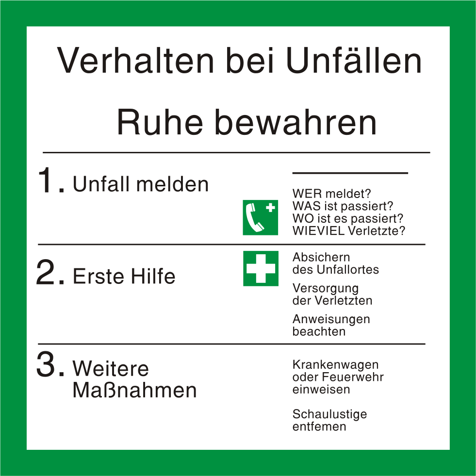 Verhalten bei Unfällen – ISO 7010