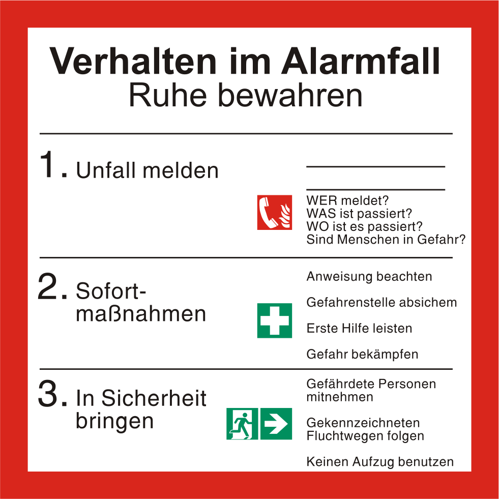 Verhalten im Alarmfall – ISO 7010