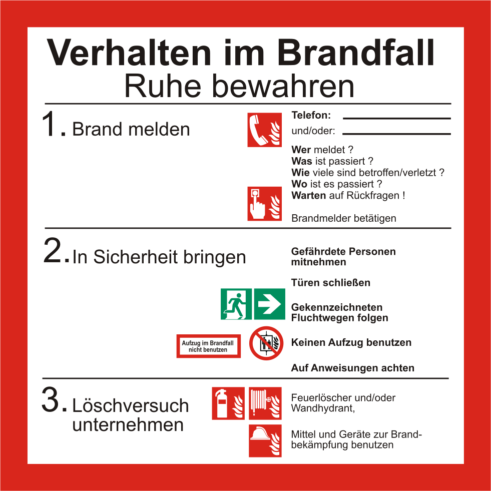 Verhalten im Brandfall – ISO 7010
