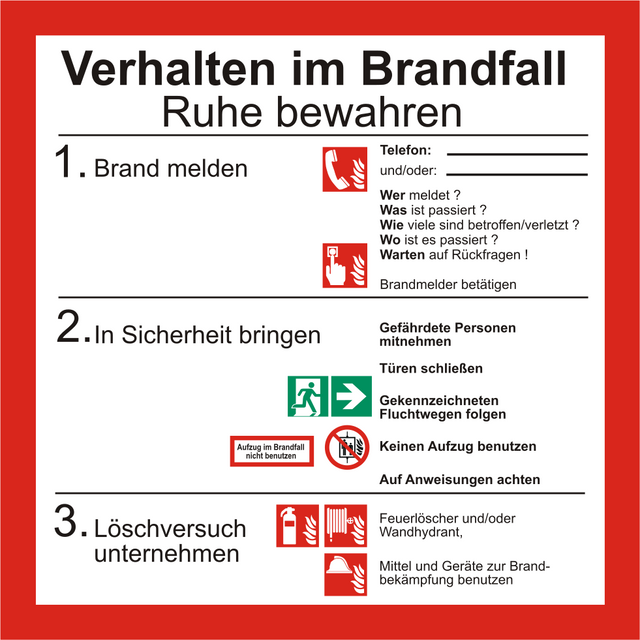 Verhalten im Brandfall – ISO 7010