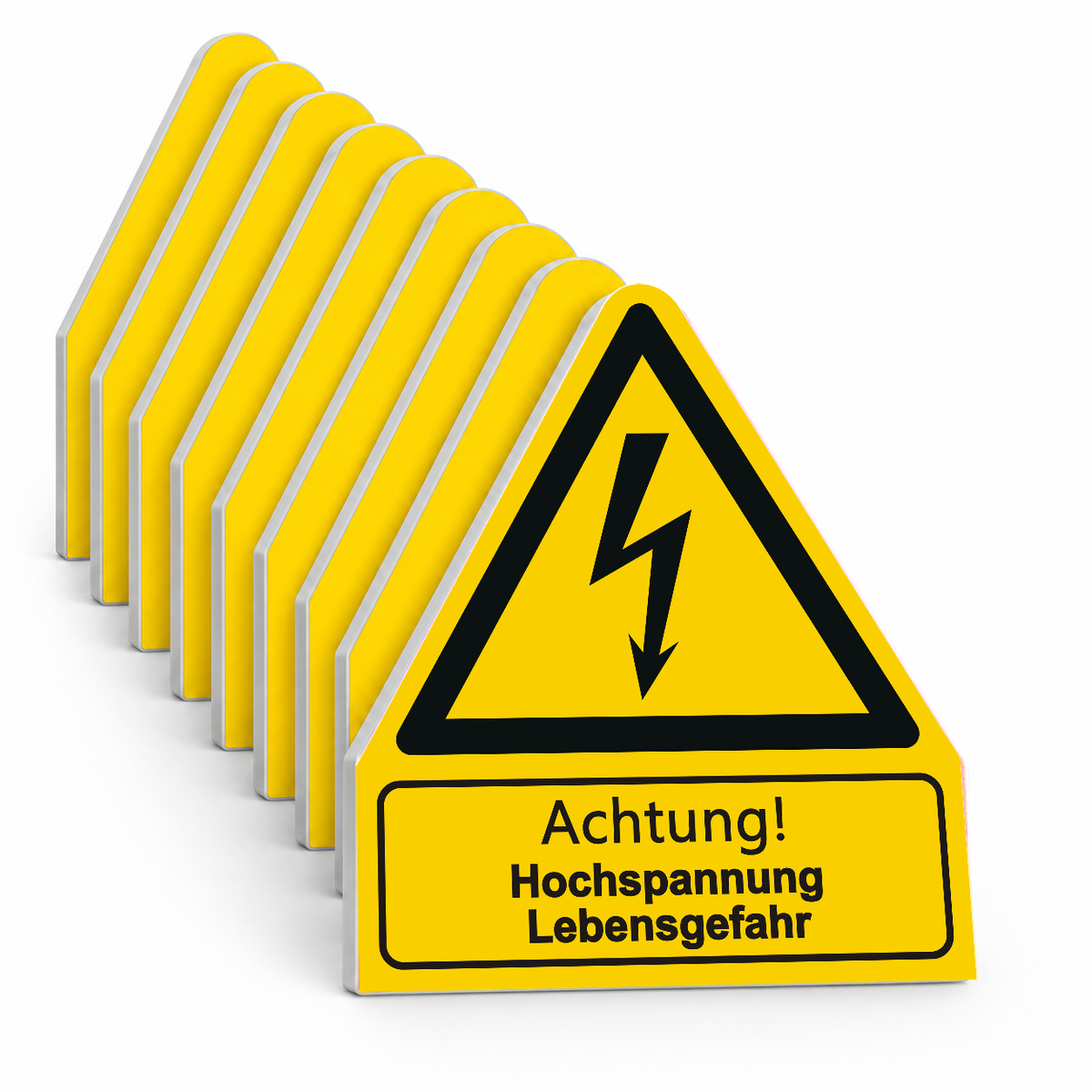 Warnschild W 012 Achtung! Hochspannung Lebensgefahr – ISO 7010 – Mehrfachpack