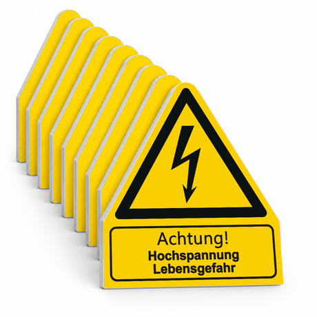 Warnschild W 012 Achtung! Hochspannung Lebensgefahr – ISO 7010 – Mehrfachpack