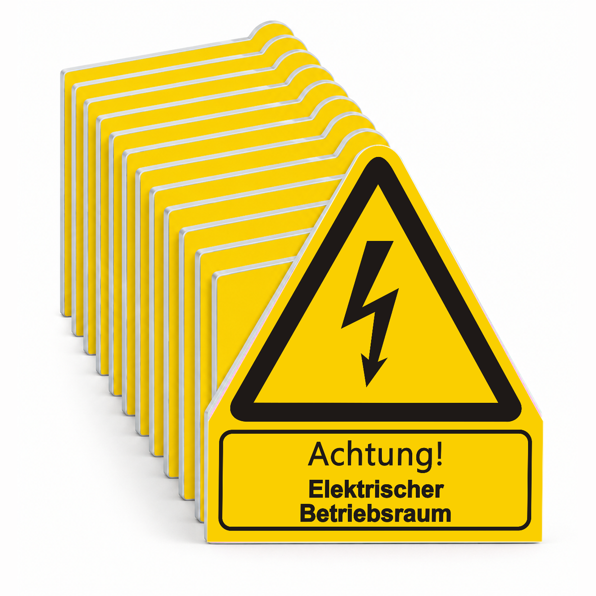 Warnschild W 08 mit Text Achtung! Elektrischer Betriebsraum – Mehrfachpack