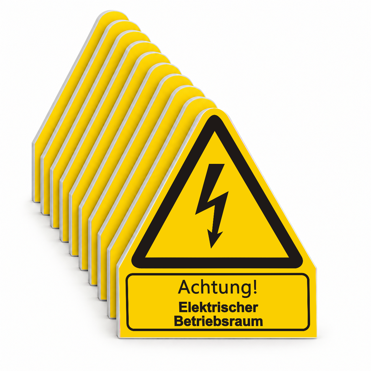 Warnschild W012 mit Text Achtung! Elektrischer Betriebsraum – Mehrfachpack