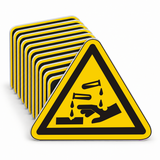Warnschild Warnung vor ätzenden Stoffen – ISO 7010 – Mehrfachpack
