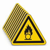 Warnschild Warnung vor brandfördernden Stoffen – ISO 7010 – Mehrfachpack