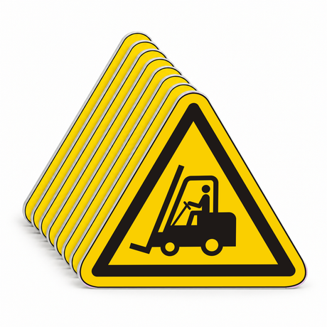 Warnschild Warnung vor Flurförderfahrzeugen – ISO 7010 – Mehrfachpack