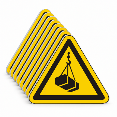 Warnschild Warnung vor schwebender Last – ISO 7010 – Mehrfachpack