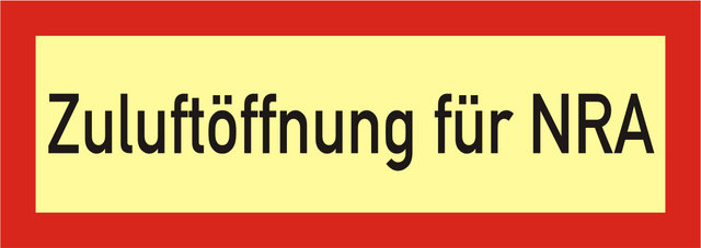 Brandschutzschild "Zuluftöffnung für NRA"
